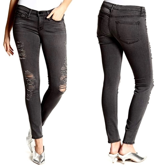 Frame Le Skinny De Jeanne Knightrider Shred Jeans - Picture 1 of 7
